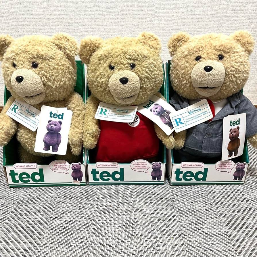 Amazon.co.jp: 海外版 TED テッド 16インチ喋るぬいぐるみ 緑タグ 3体