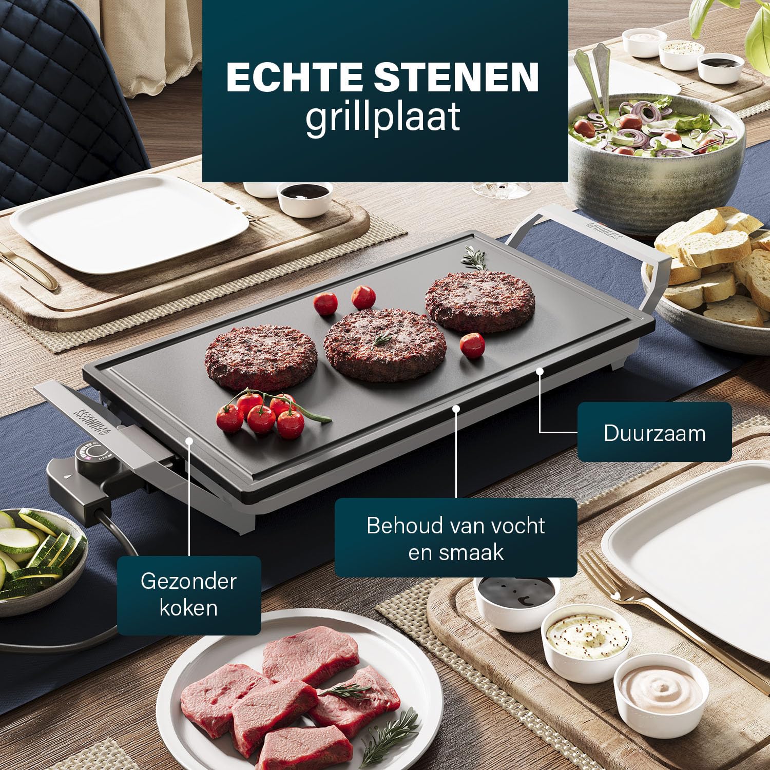 Princess Table Chef Premium Stone Grill – Extra Large Grill Plate