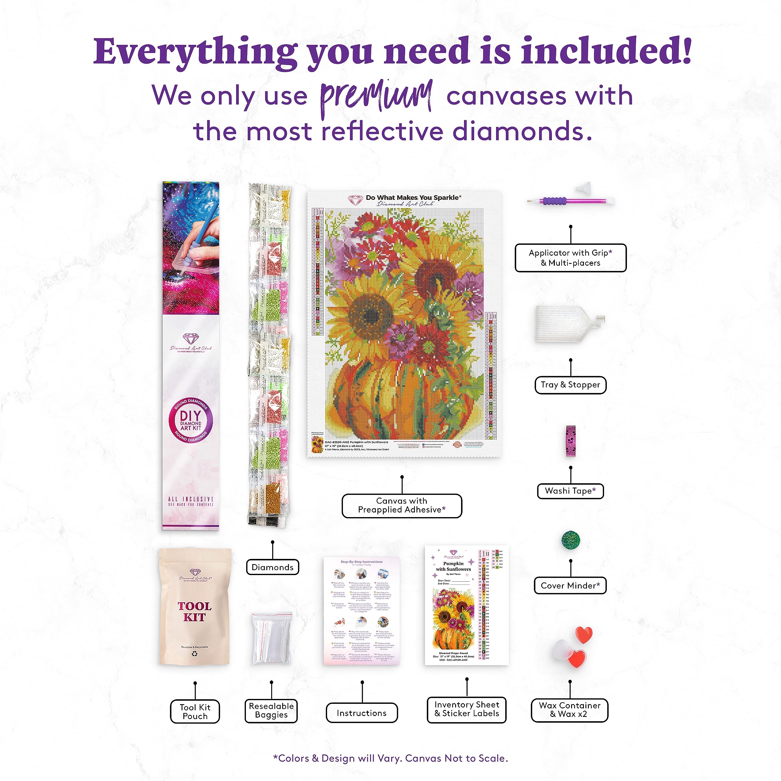 Amazon.com: DIAMOND ART CLUB Pumpkin with Sunflowers Diamond