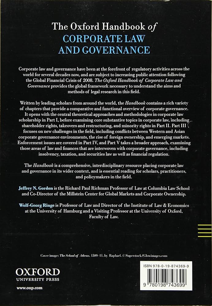 Amazon.com: The Oxford Handbook of Corporate Law and Governance