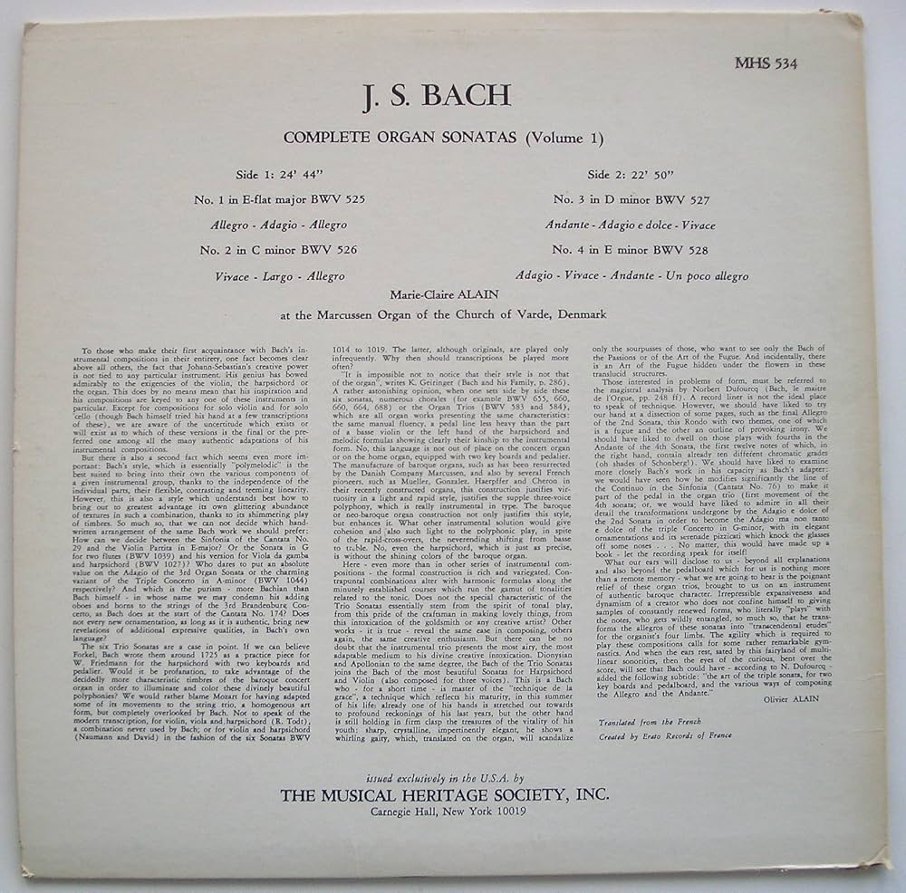 Amazon.com: Musical Heritage Society: The Organ Works of Johann