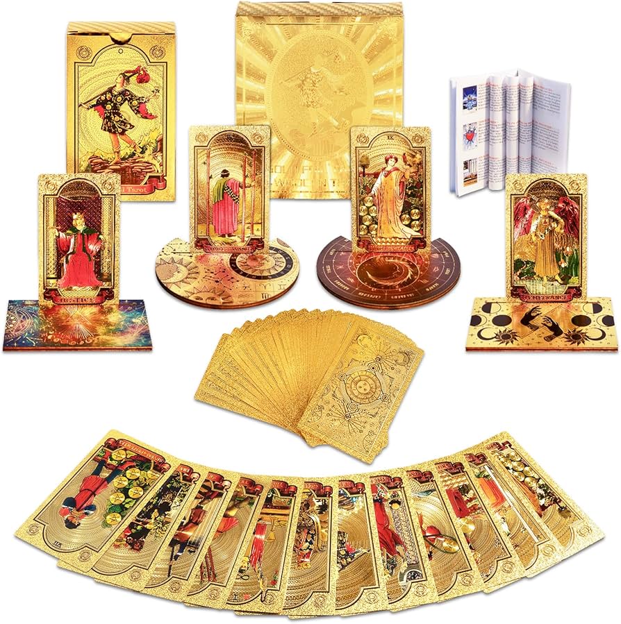 Amazon.co.jp: ALKALO タロットカード ガイドブック付き 80枚 ゴールド
