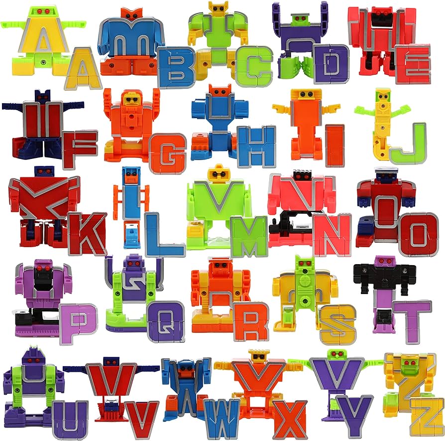 Amazon.com: IQ Toys ABC Robot Set, Includes 26 Pieces. Transform