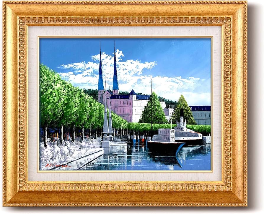 Amazon.co.jp: 広瀬 和之油絵額F6金 1139440・ルツェルン 0213al