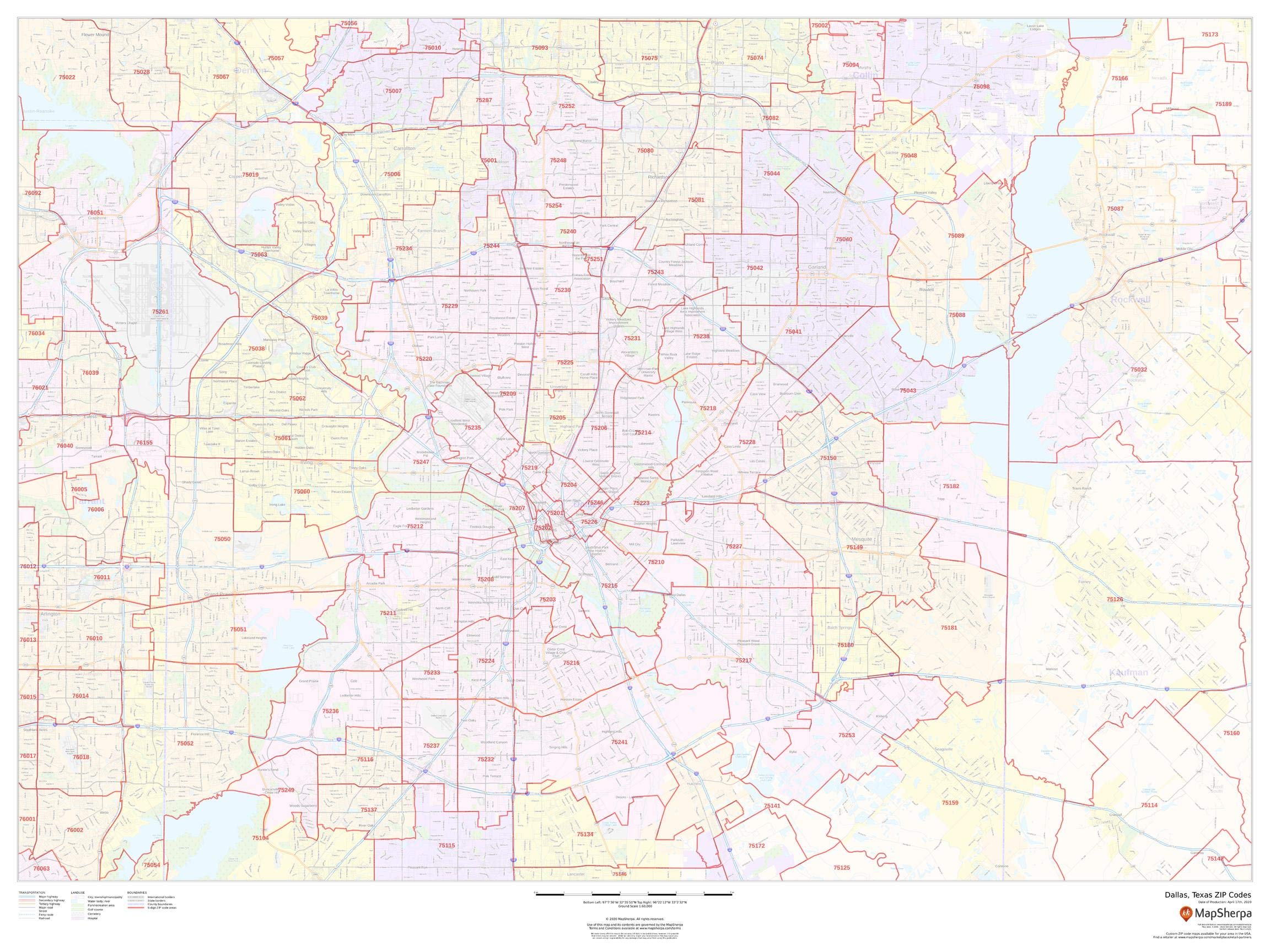 Dallas, Texas Zip Codes - 48