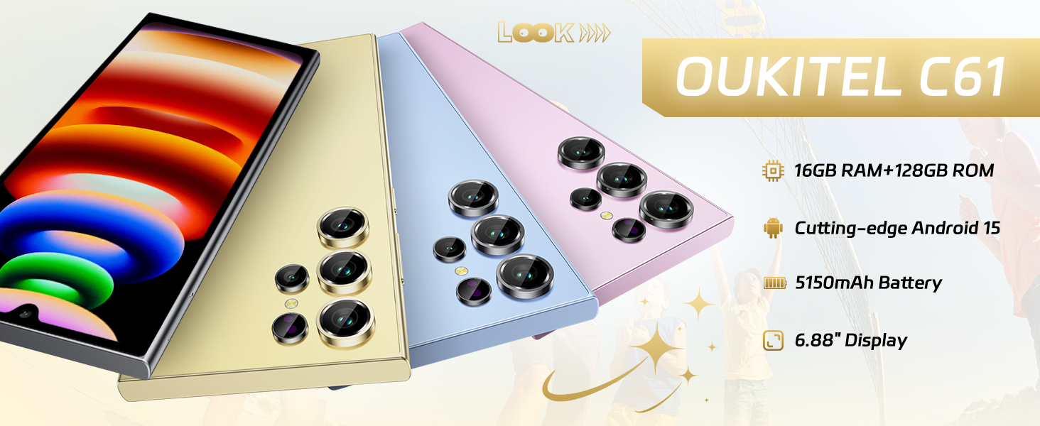 Amazon.com: OUKITEL C61 Unlocked Cell Phone 2025- Android 15, 6.88
