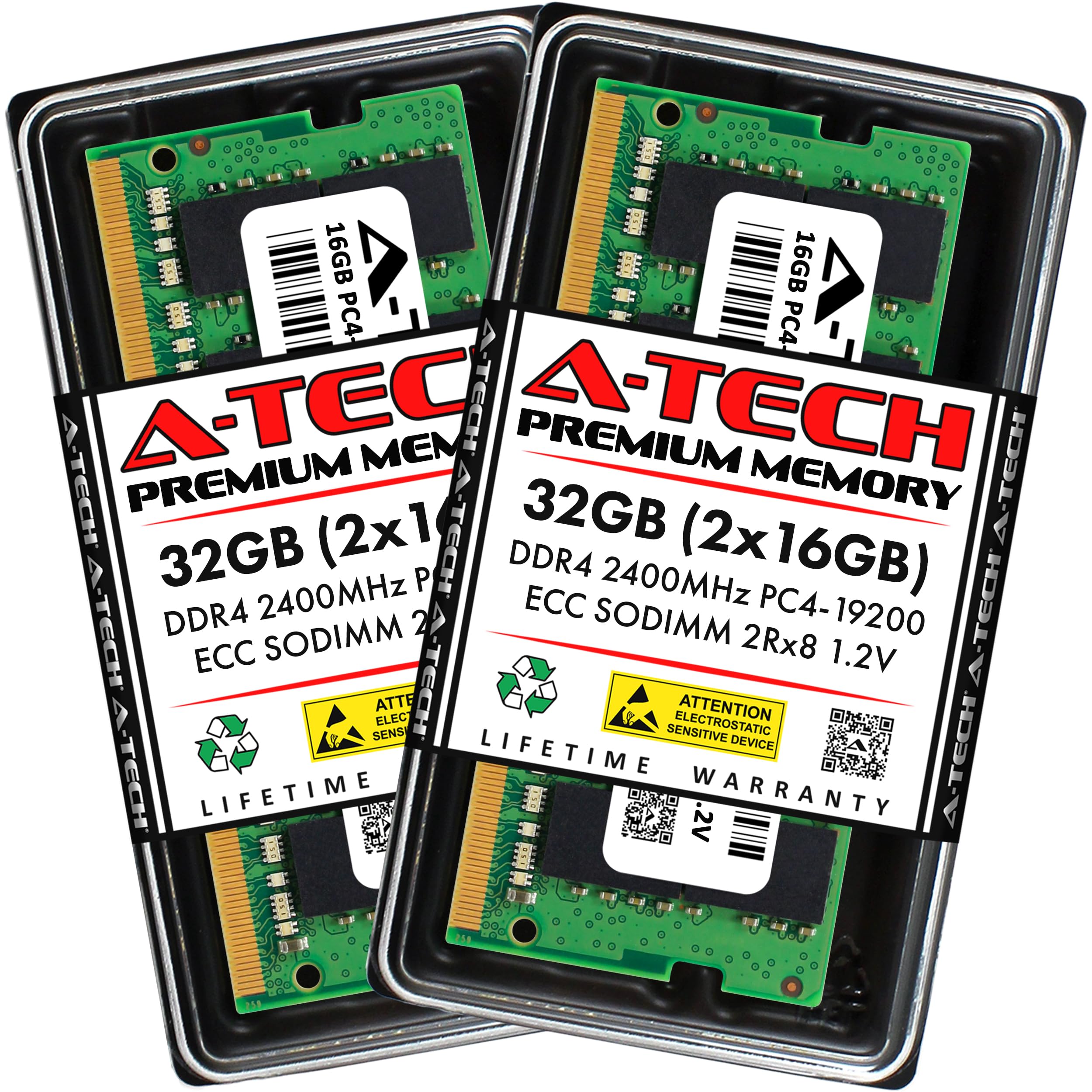 A-Tech 32GB Kit (2x16GB) DDR4 2400MHz PC4-19200 ECC SODIMM 2Rx8