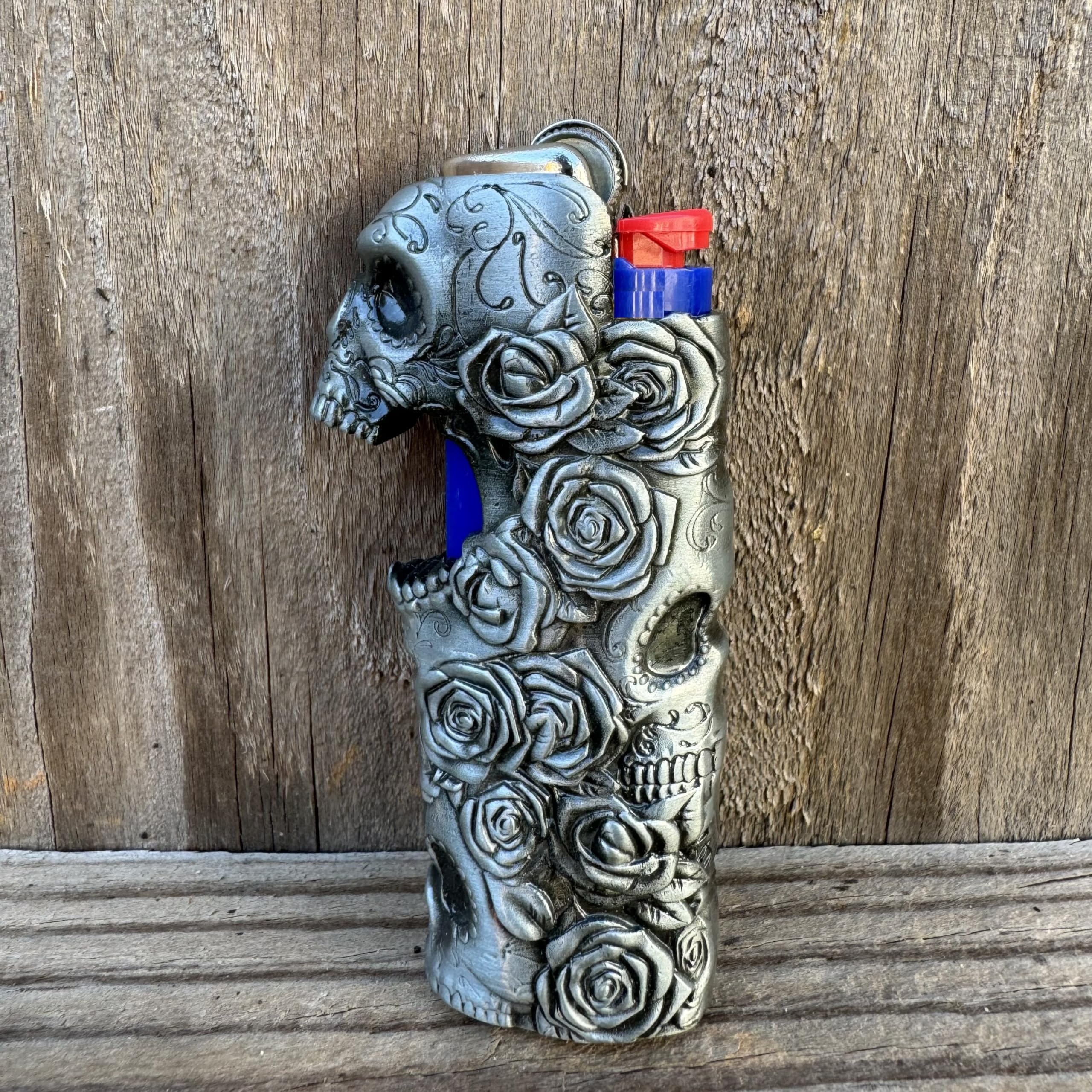 Amazon.co.jp: ローズスカルスケルトンメタルライターケースカバー