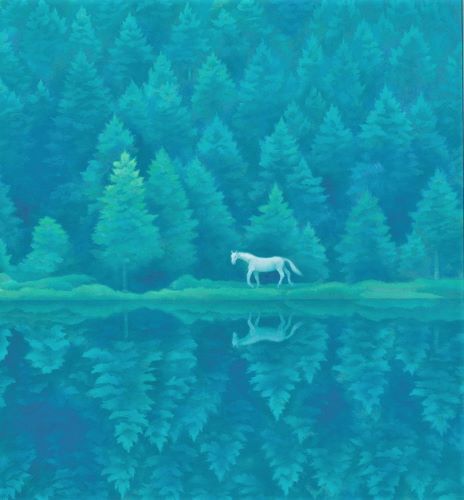 東山魁夷 白馬の森 リトグラフ 額装 求龍堂 新復刻画 限定 版画 馬