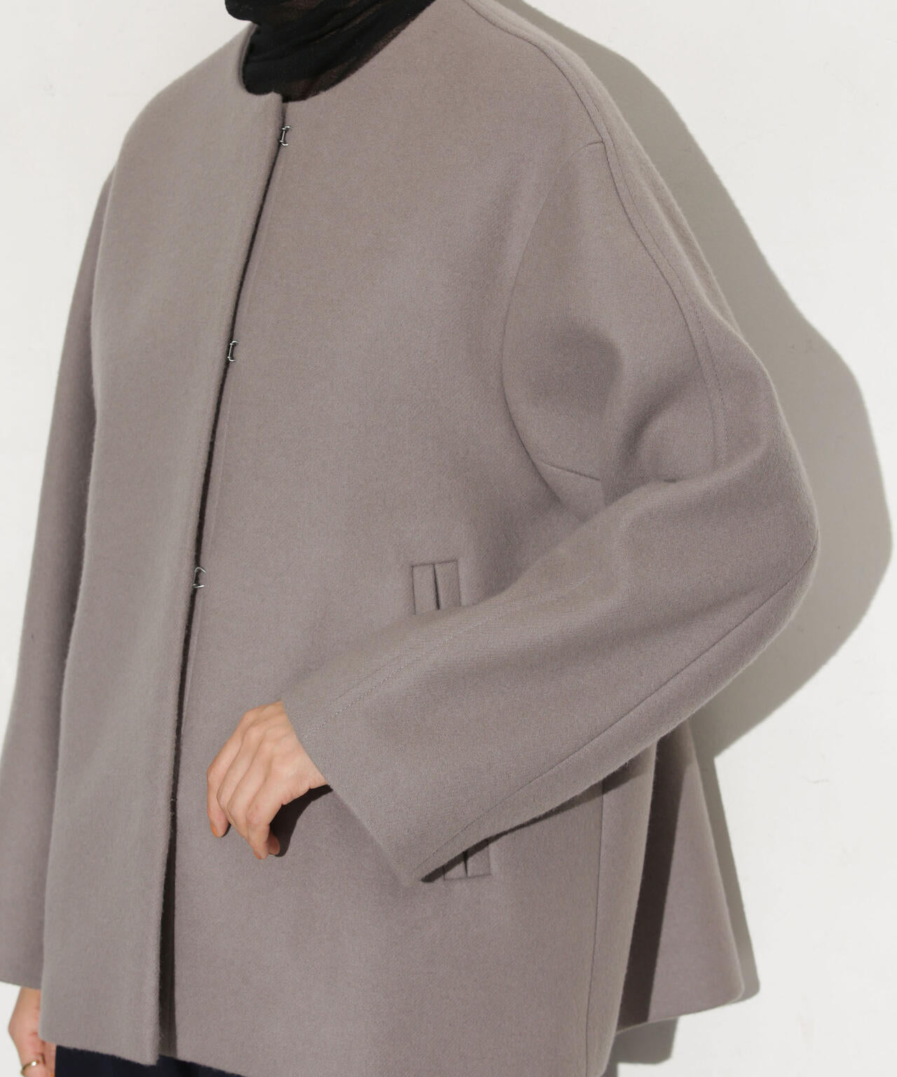 ハミルトンラムズウールノーカラーショートコート | NANO universe