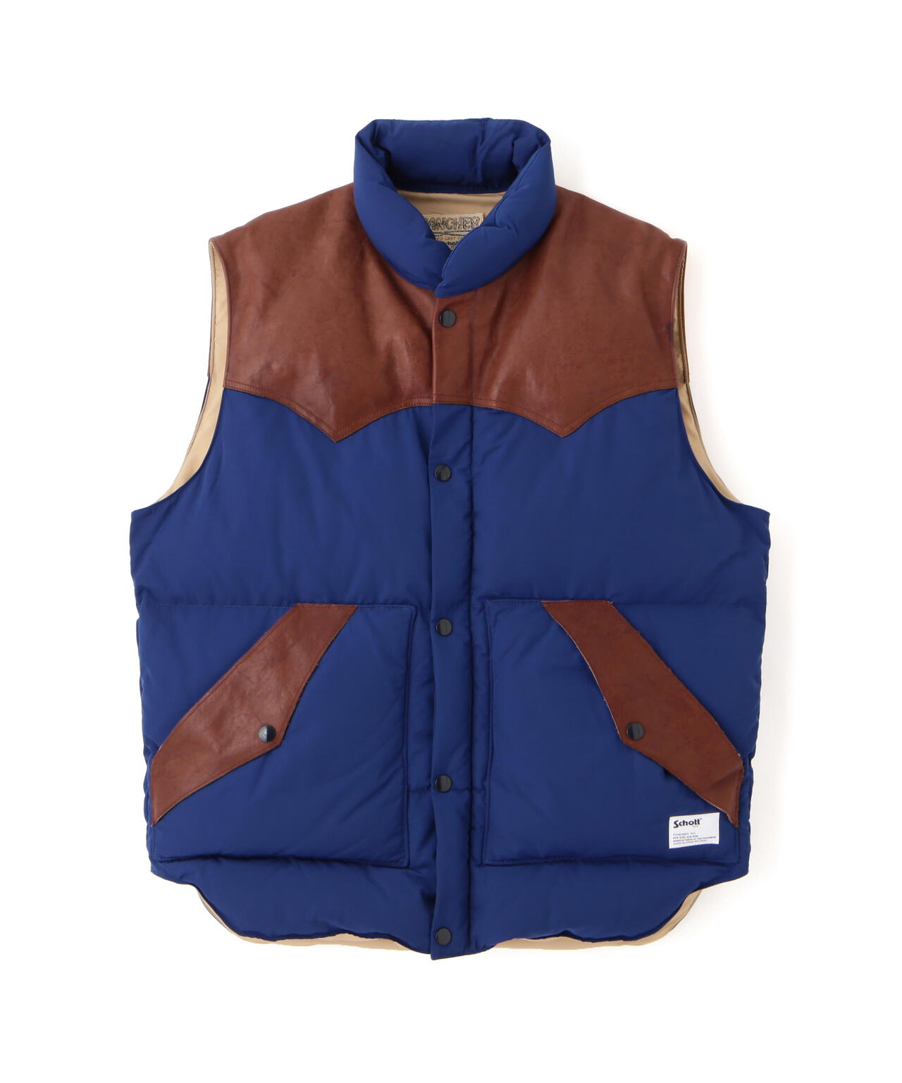 LEATHER COMB. VEST/レザー コンビベスト | Schott（ショット