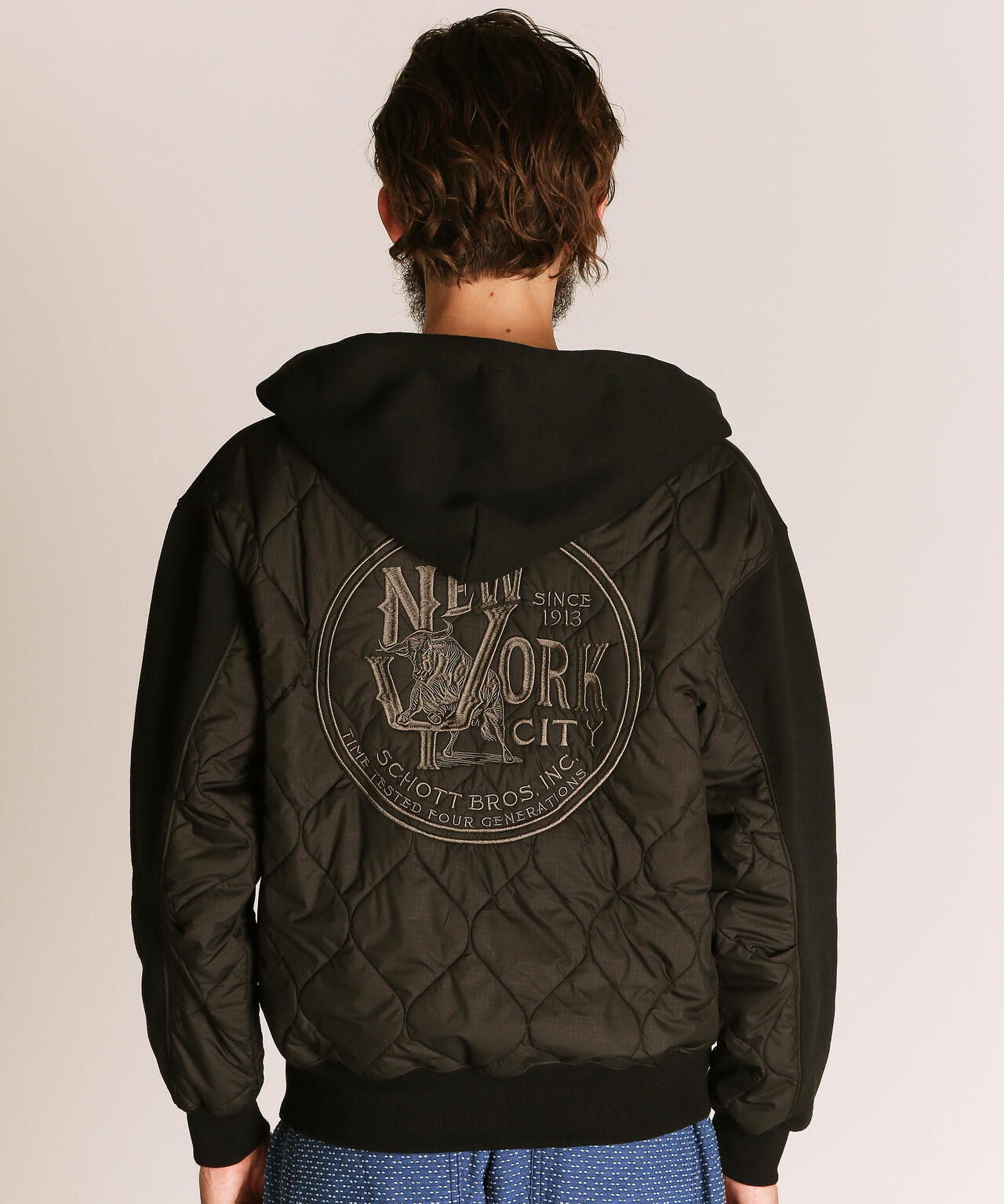 QUILTED COMBI. ZIP HOODED/キルティング コンビ ジップパーカー