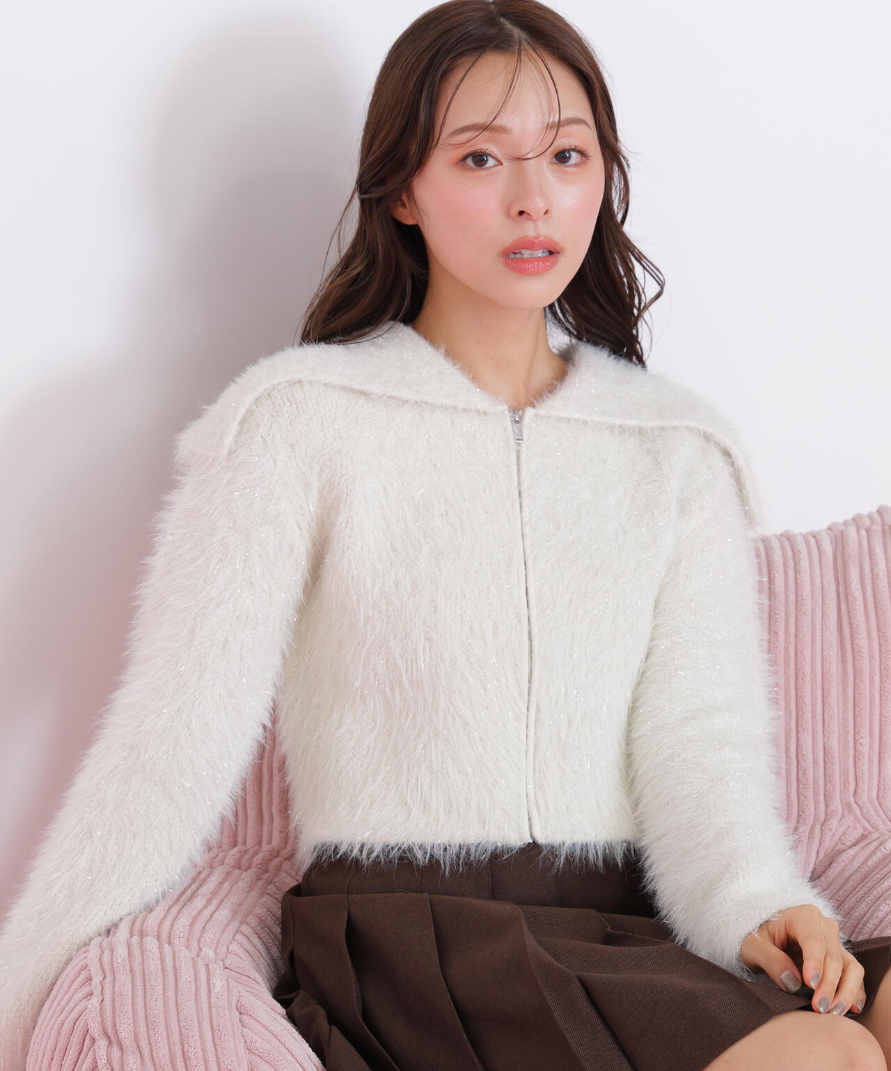 ラメフェザービッグカラーニットブルゾン | JILL by JILL STUART（ジル