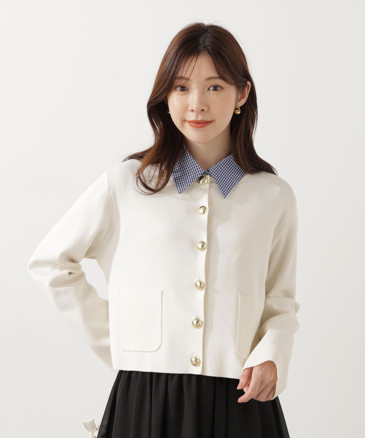 青島心さん着用】＜ハンドウォッシャブル＞シルク混ニットカーディガン