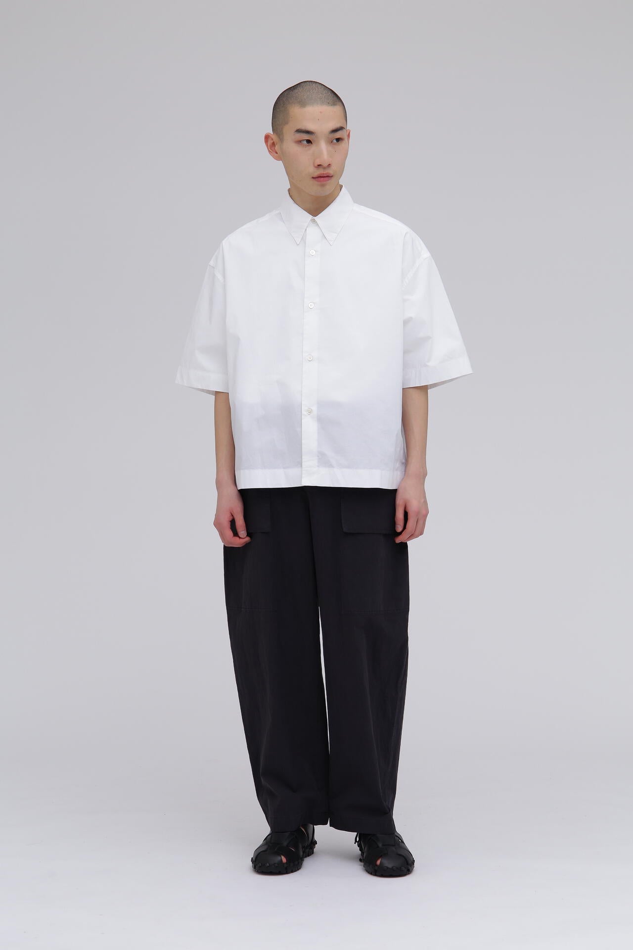 STUDIO NICHOLSON / JAPANESE COTTON NYLON SHORT SLEEVE BOXY SHIRT