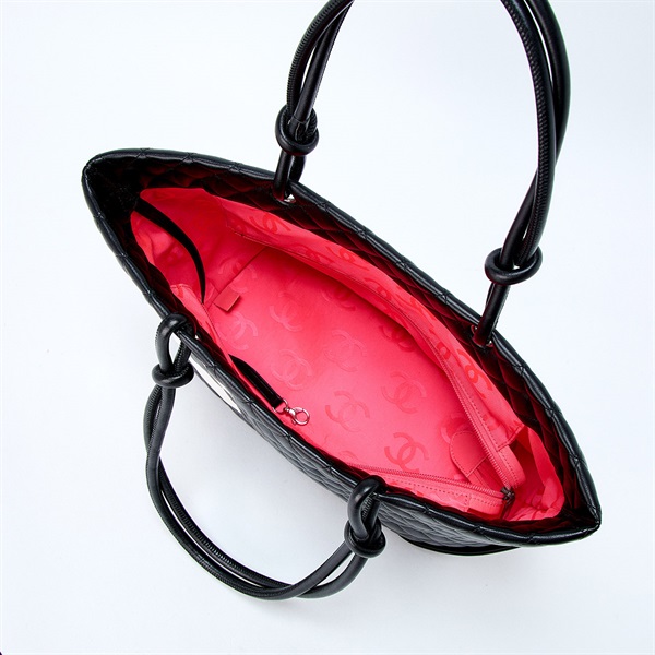 CHANEL カンボン ラージ 2007年頃 トートバッグ ブラック ホワイト