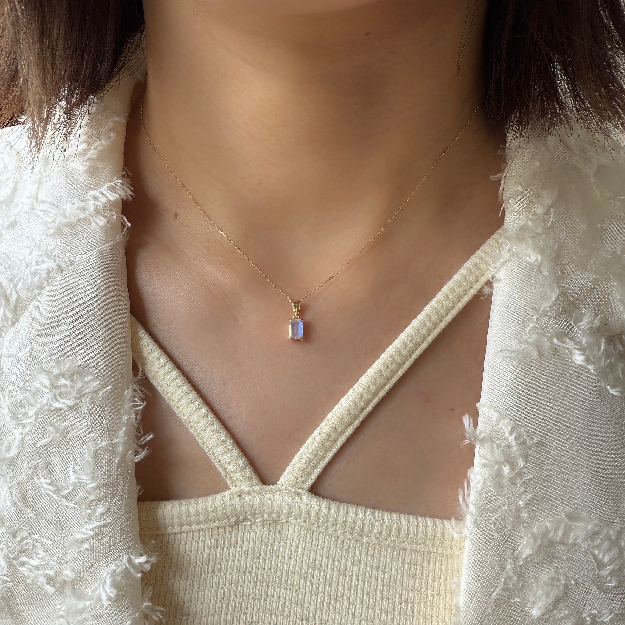 K18スクエアロイヤルブルームーンストーンペンダントトップ