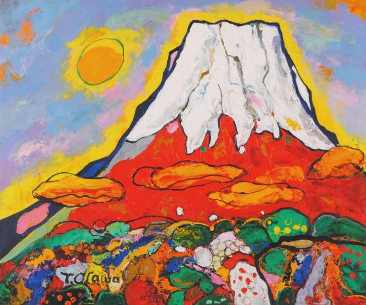 富士山の絵を油絵の絵画で描いた大沢武士の富士山の絵「赤富士・9」を購入