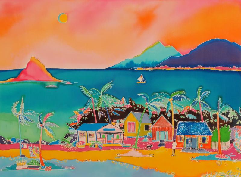 ジェニファー・マークスがシルクスクリーンの版画で制作した海の絵画