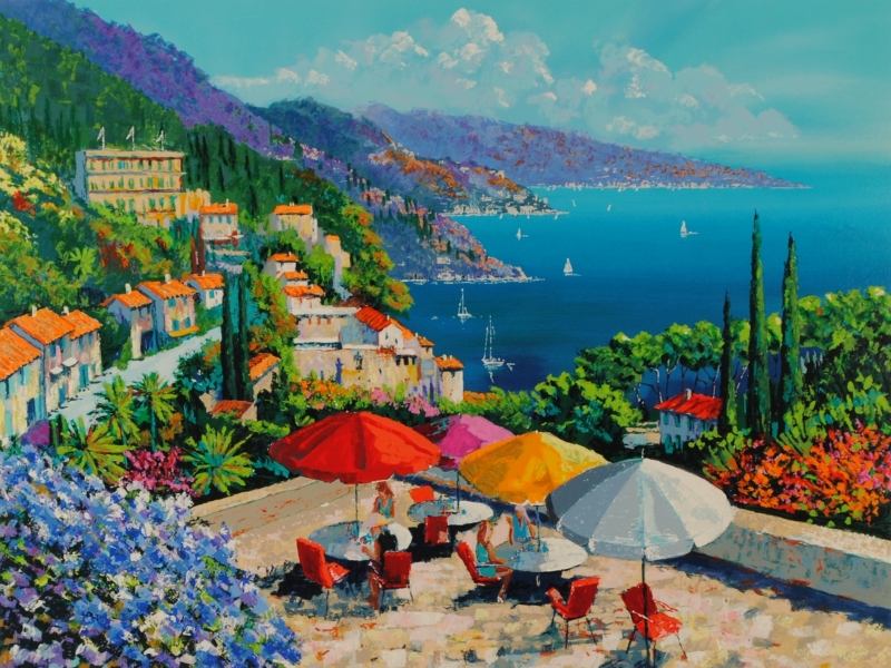 ケリー・ハーレム サンディエゴベイ（オリジナル原画）額枠 約1400