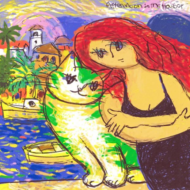 マイケル・ルーの猫の絵のポップアート「港の午後」を通販で販売