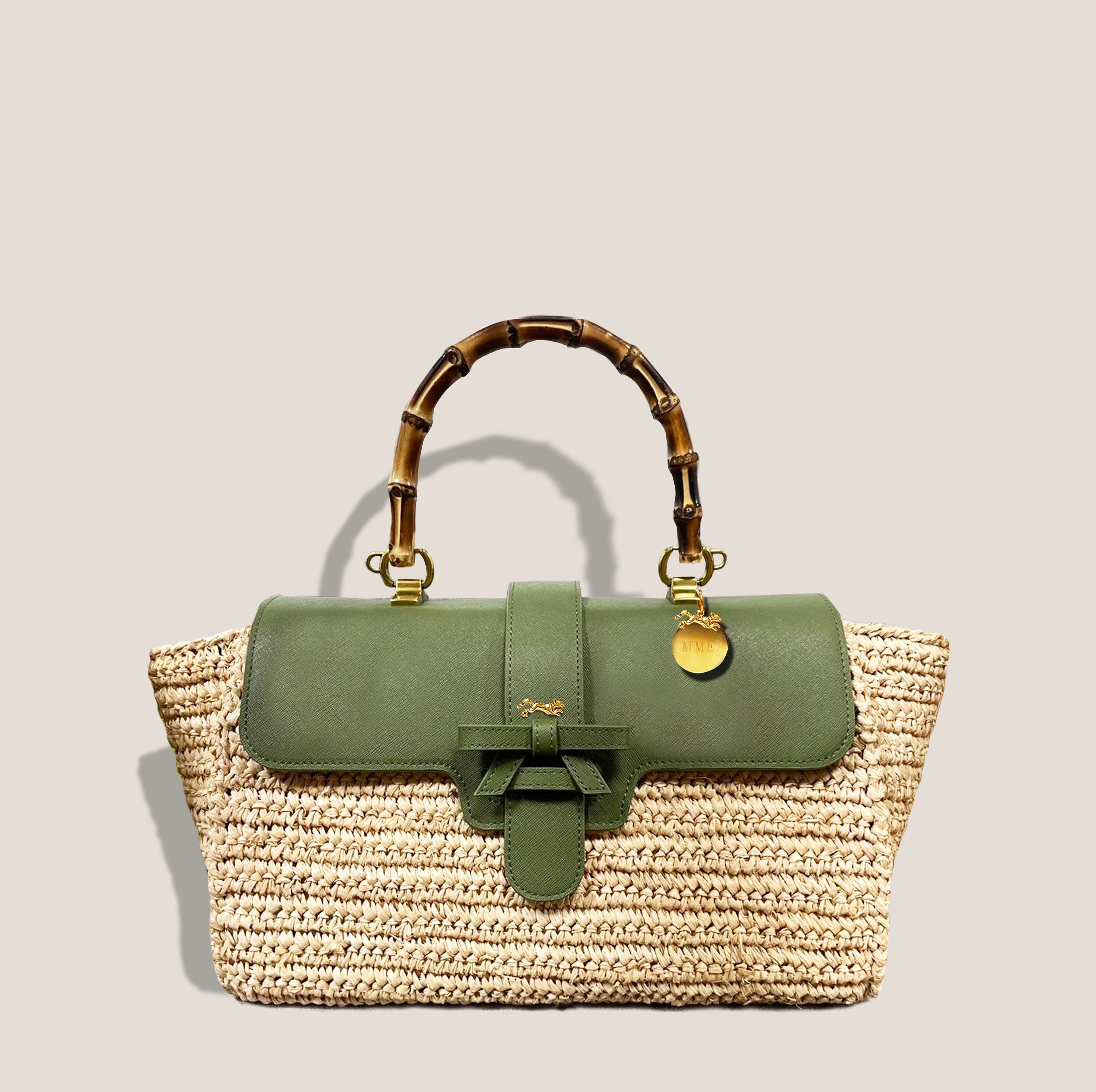 WOVEN MISS ONASSIS BAG - MOSS – Mme.MINK