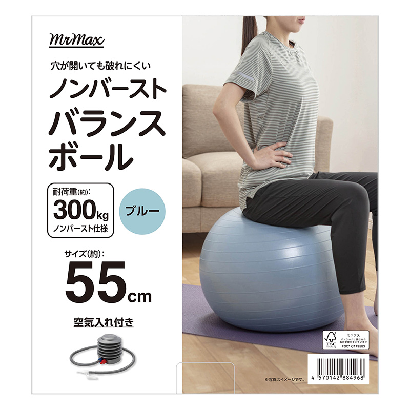 ノンバーストバランスボール 55cm ブルー ｜ ミスターマックス
