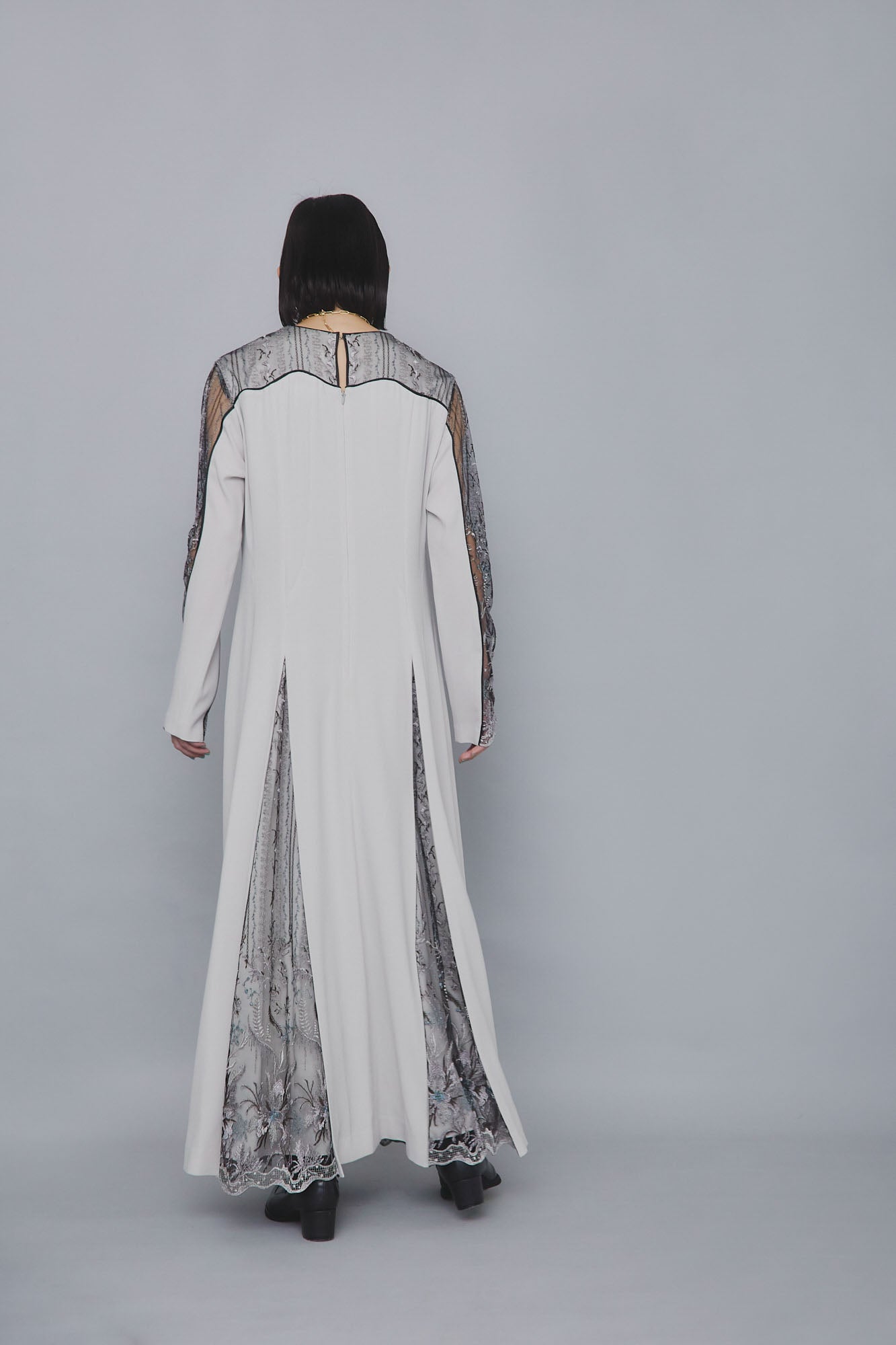 Petal lace dress (Ice gray)