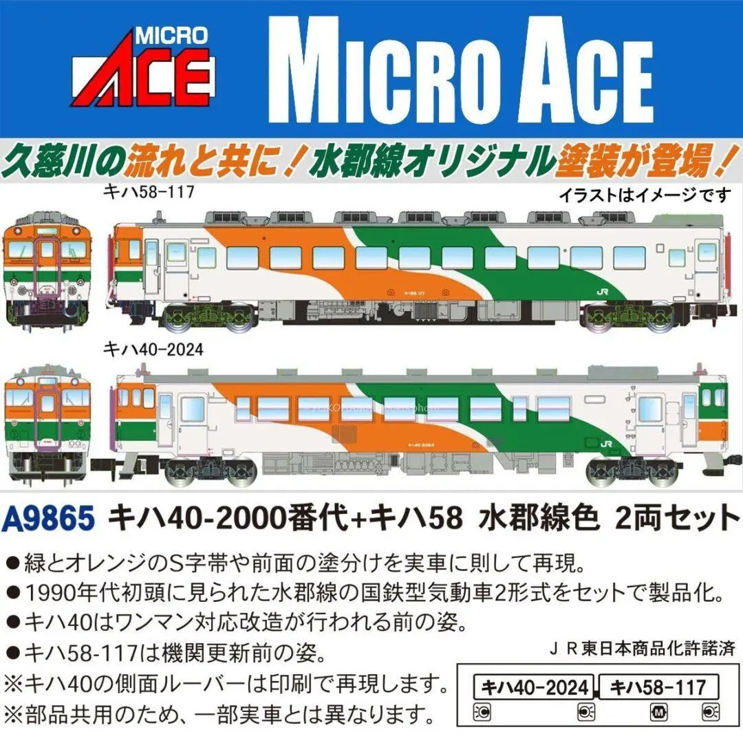 キハ40-2000番代+キハ58 水郡線色 2両セット A9865 MICROACE(マイクロ