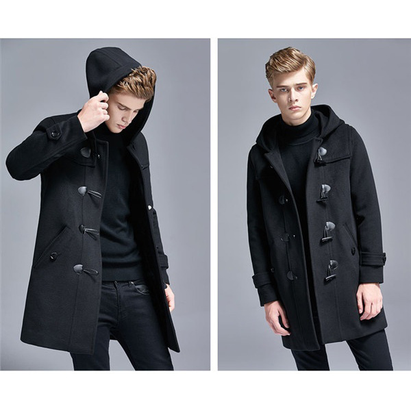 Newjoy / メンズ シンプル ダッフルコート ブラック/グレー/キャメル