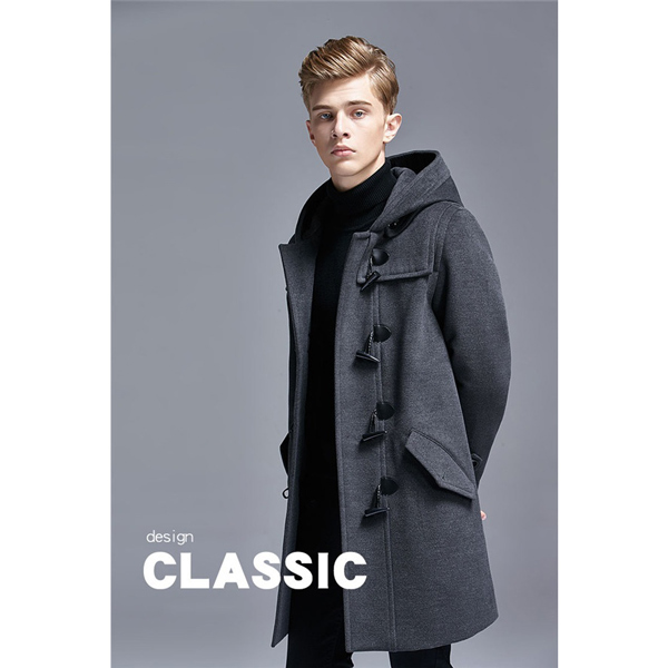 Newjoy / メンズ シンプル ダッフルコート ブラック/グレー/キャメル