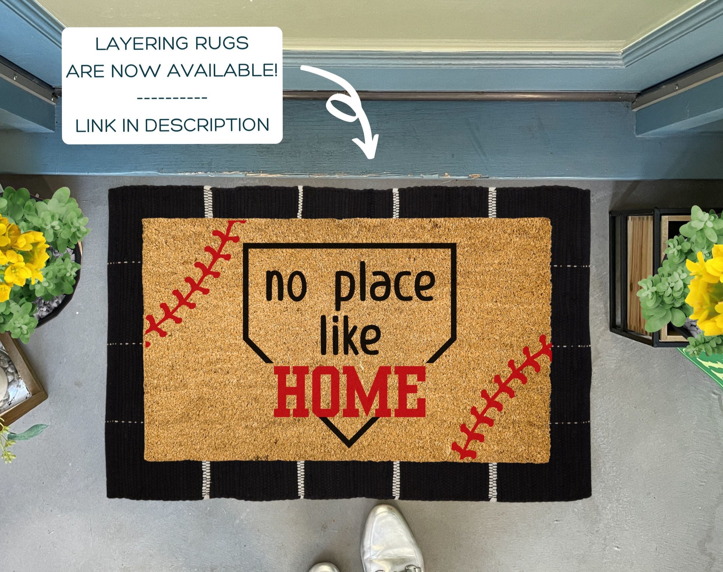 No Place Like Home Baseball Welcome Mat | Baseball Doormat