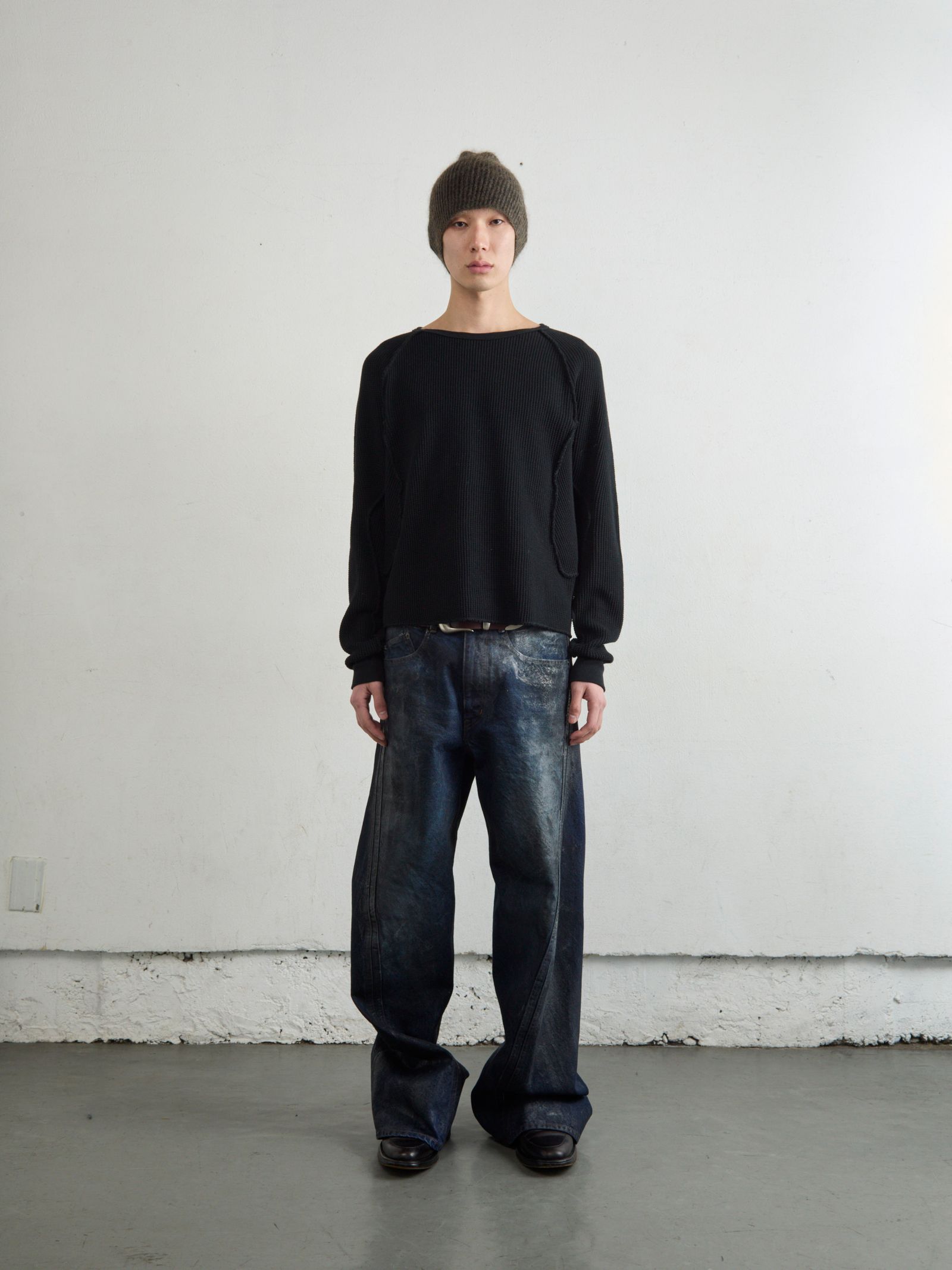 NVRFRGT - 3D TWISTED WIDE LEG JEANS / デニムパンツ / LUSTER COATED