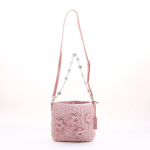 ミュウ ミュウ Miu Miu フラワー カゴバッグ チェーン ショルダー