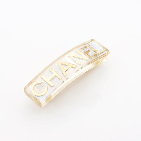 シャネル CHANEL ロゴ クリア バレッタ ヘアアクセサリー ゴールド