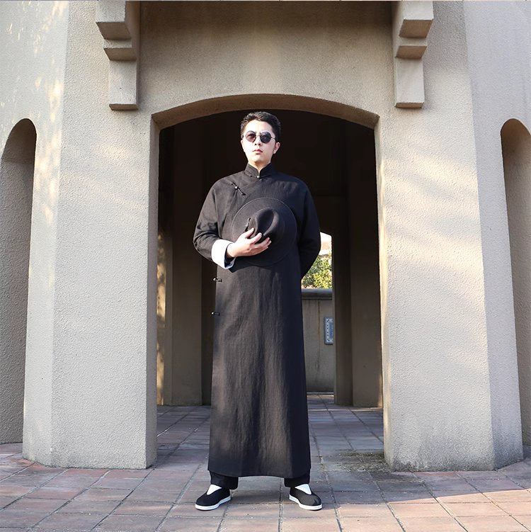 Chen Zhi 陈植 Modernized 1920s Men's Changpao Cotton Linen Pants