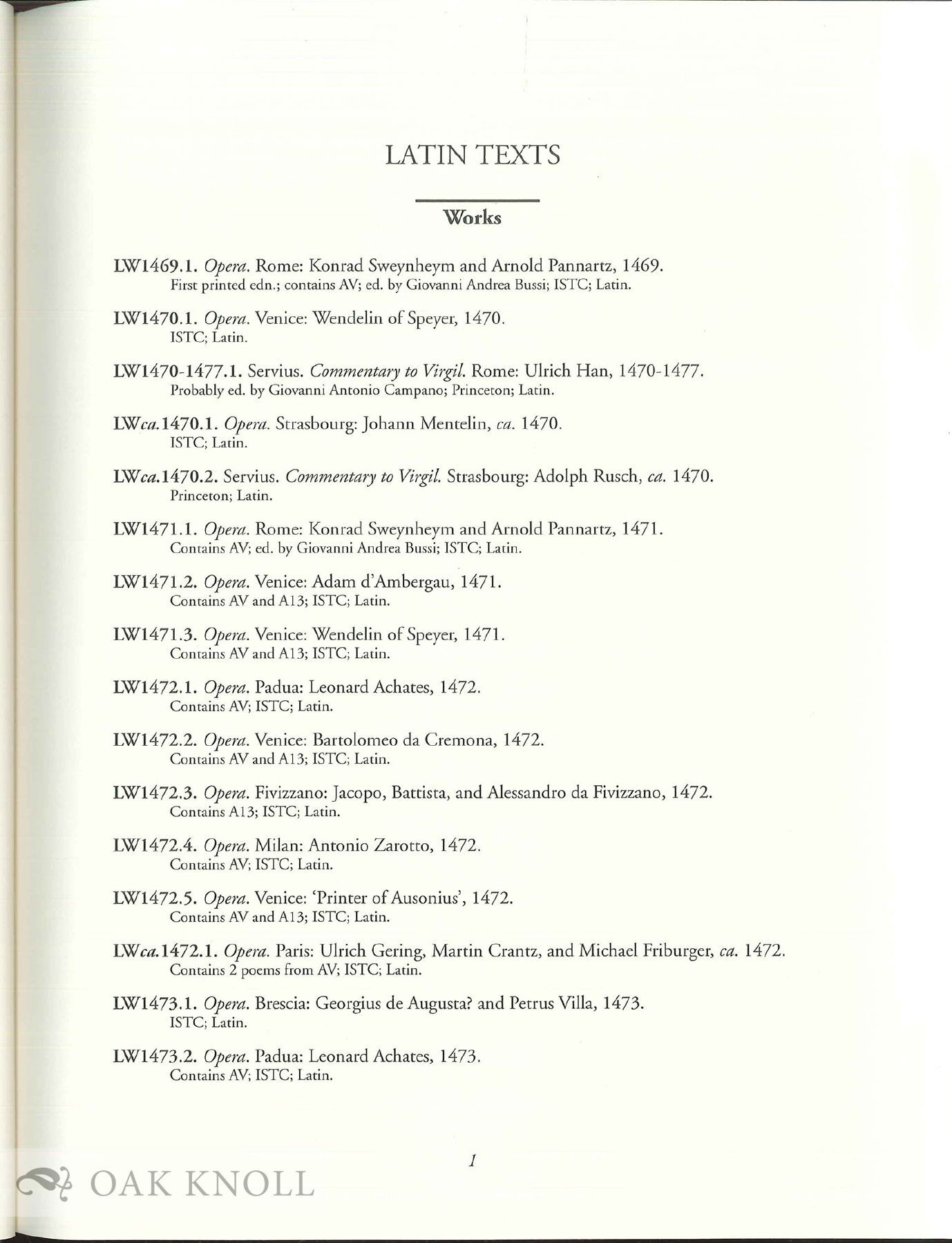 A BIBLIOGRAPHY OF THE EARLY PRINTED EDITIONS OF VIRGIL, 1469-1850