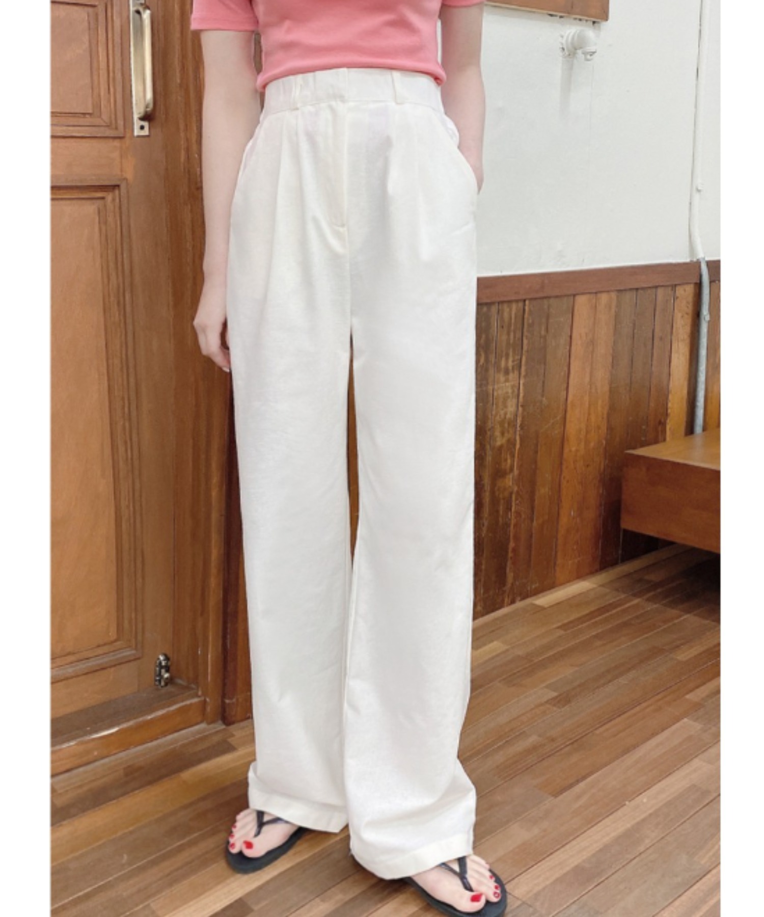 TOEASY/トゥイージー』linen pintuck wide slacks/綿麻 リネン