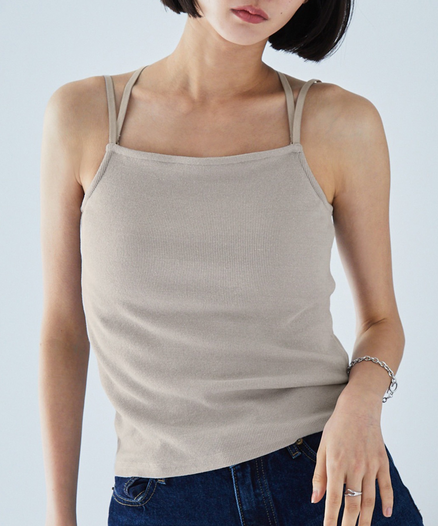 3WAYダブルクロスストラップリブカップ付きキャミソール MONO-MART