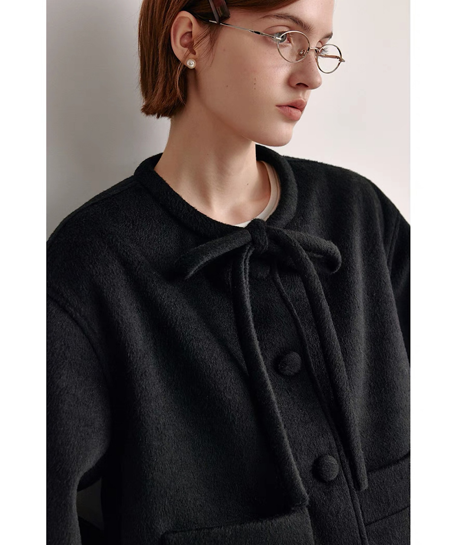 リボンタイ ショートウールコート FQ24W101【Fano Studios