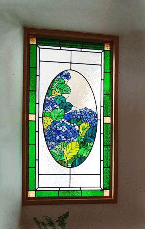 ステンドグラスパネル【紫陽花】 | ステンドグラス工房オクノシオ