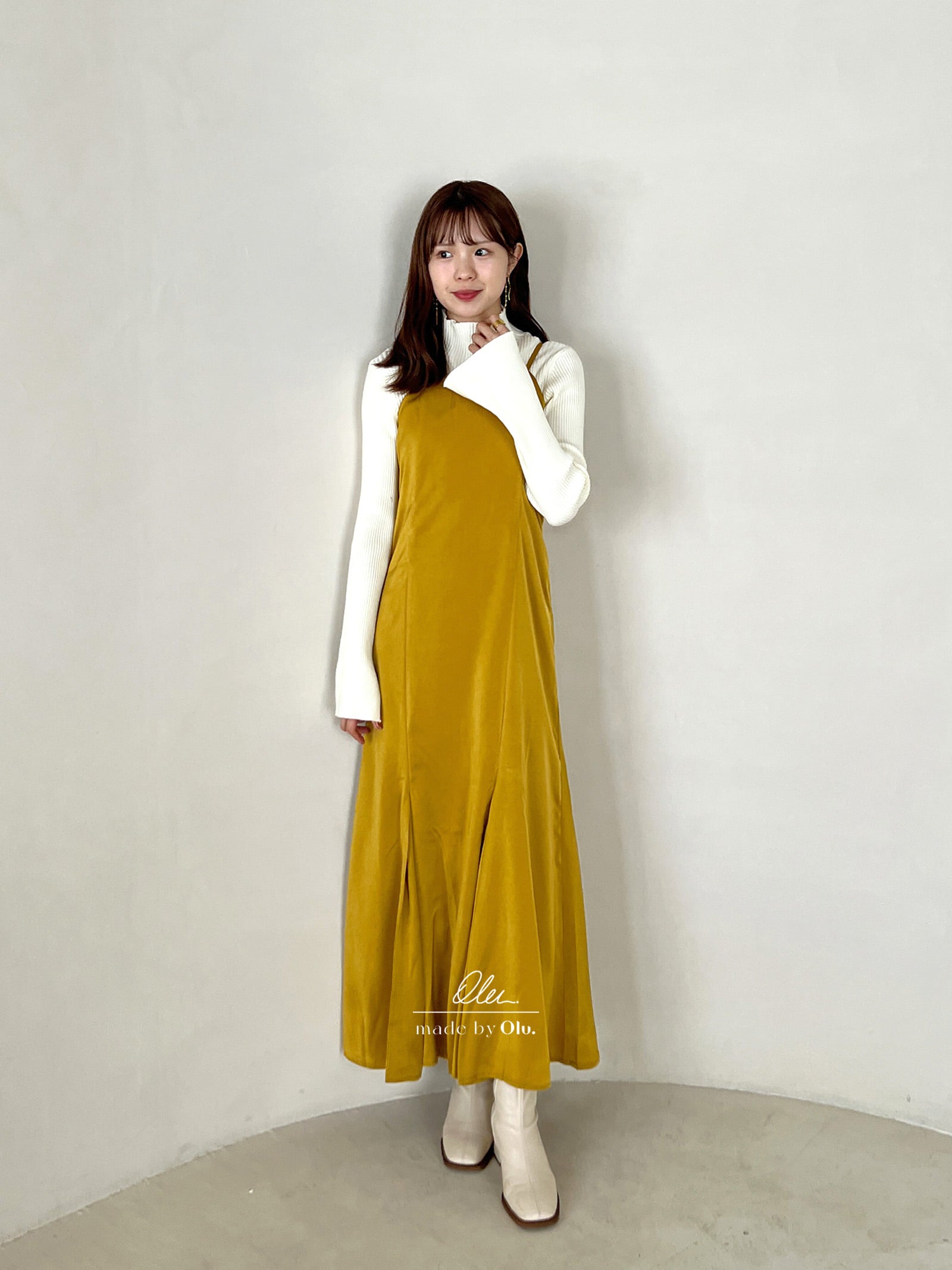 サテンマーメイドキャミソールワンピース