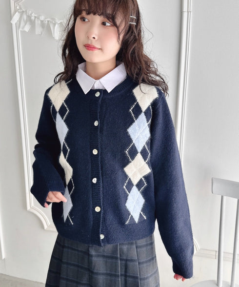 アーガイルニットカーディガン | LO2256077 | ネイビー – Outfitter lab