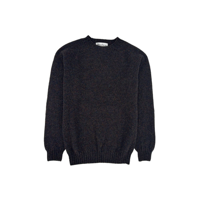 Harley of Scotland Men's Supersoft Wool Crew Neck Sweater in Black