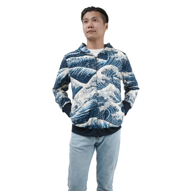 葛飾北斎 パーカーⅡ ＜大波/青＞ | 京友禅アロハシャツ【Pagong】公式