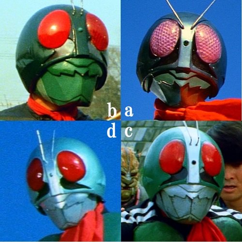 1号の「#仮面ライダー」本編におけるマスクデザインは、大きく分けると