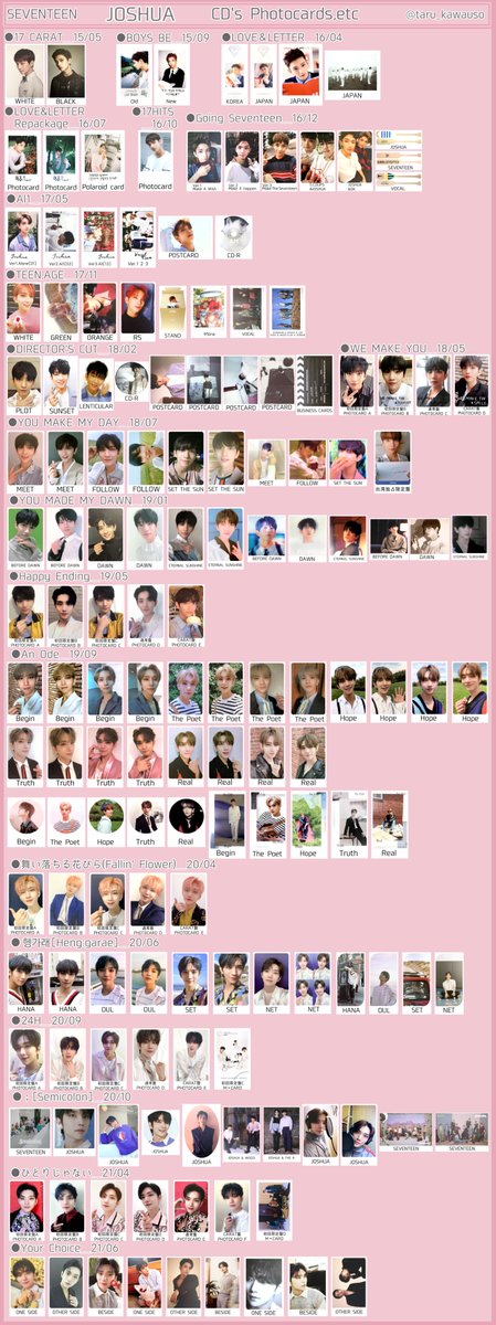 SEVENTEEN セブチ トレカ一覧 過去トレカ 歴代アルバムトレカ ジョシュア