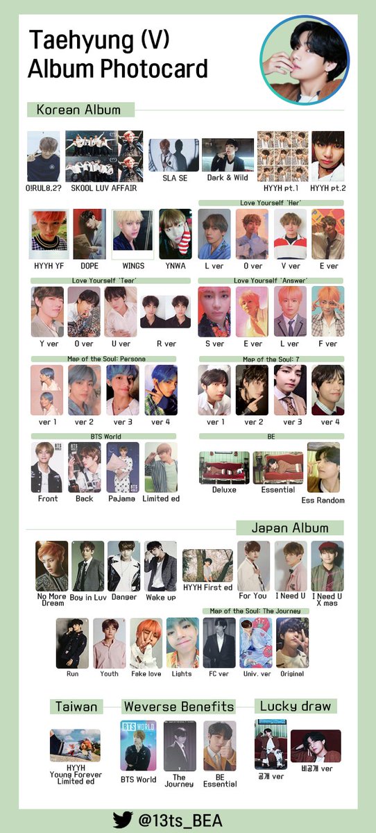 Bts 방탄소년단 バンタン 防弾少年団 🐯 - 태형 뷔 앨범 포카 모음