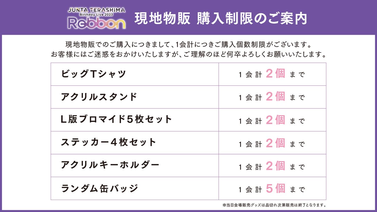 じゅんたリボンライブ グッズ情報公開／ #寺島惇太 Birthday Live 2023