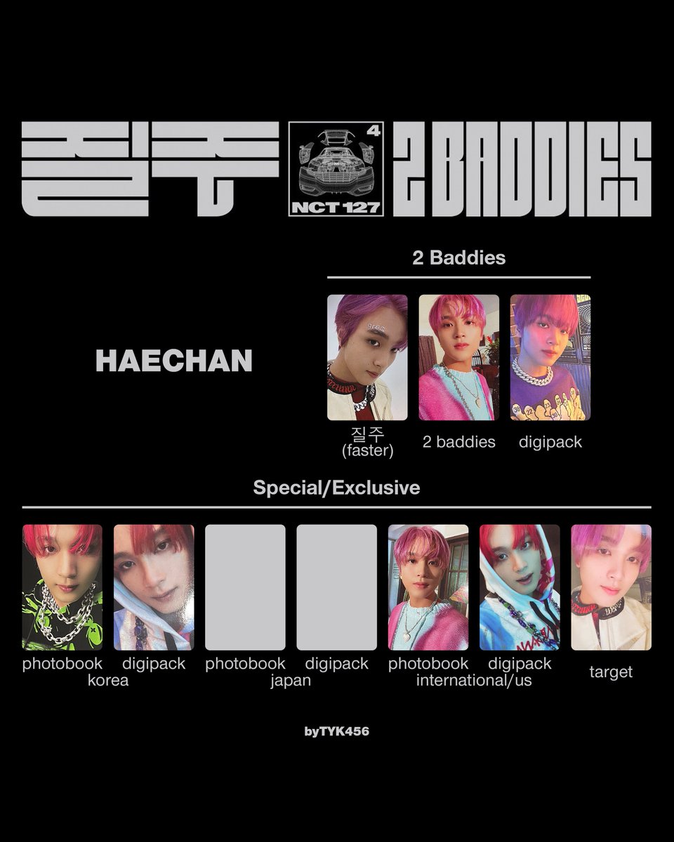 NCT 127 - 질주 (2 Baddies) individual member photocard pc template